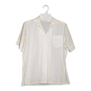 Vintage Cadette Girl Scout White Button Down Short Sleeve Shirt Size 12